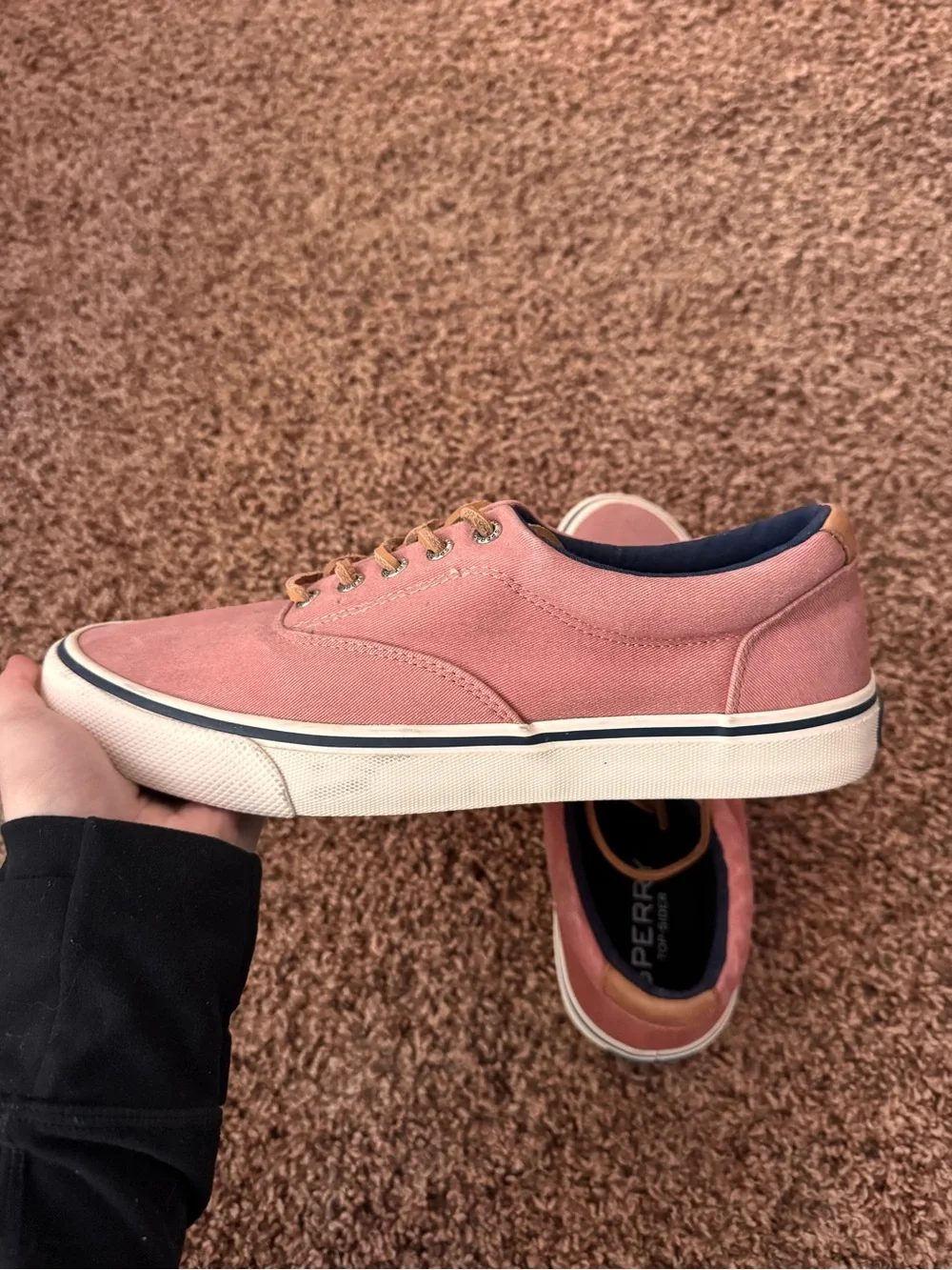 Sperry Men's Rose Canvas Boat Shoes with Tan Accents